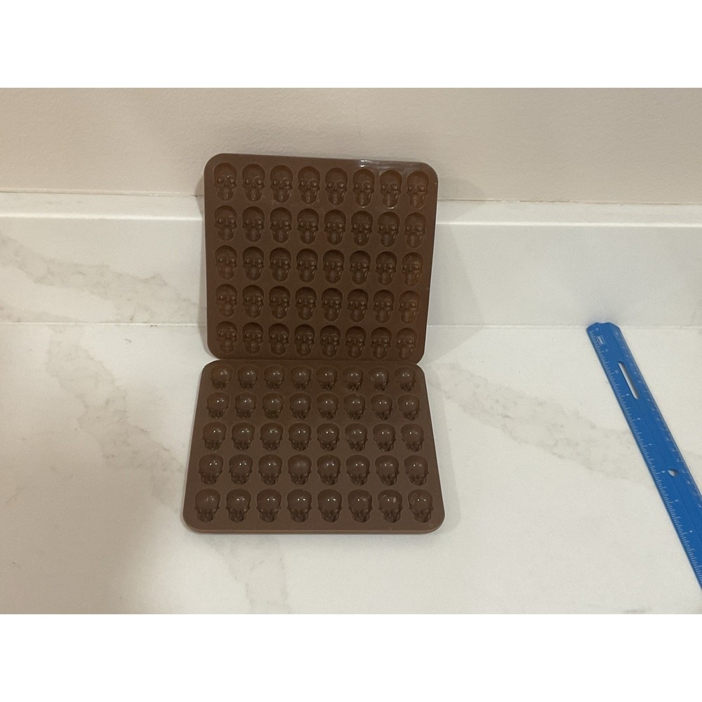 2 Pack Skull Gummy Silicone Molds, 40 Cavity Halloween Mini Skeleton Head Candy